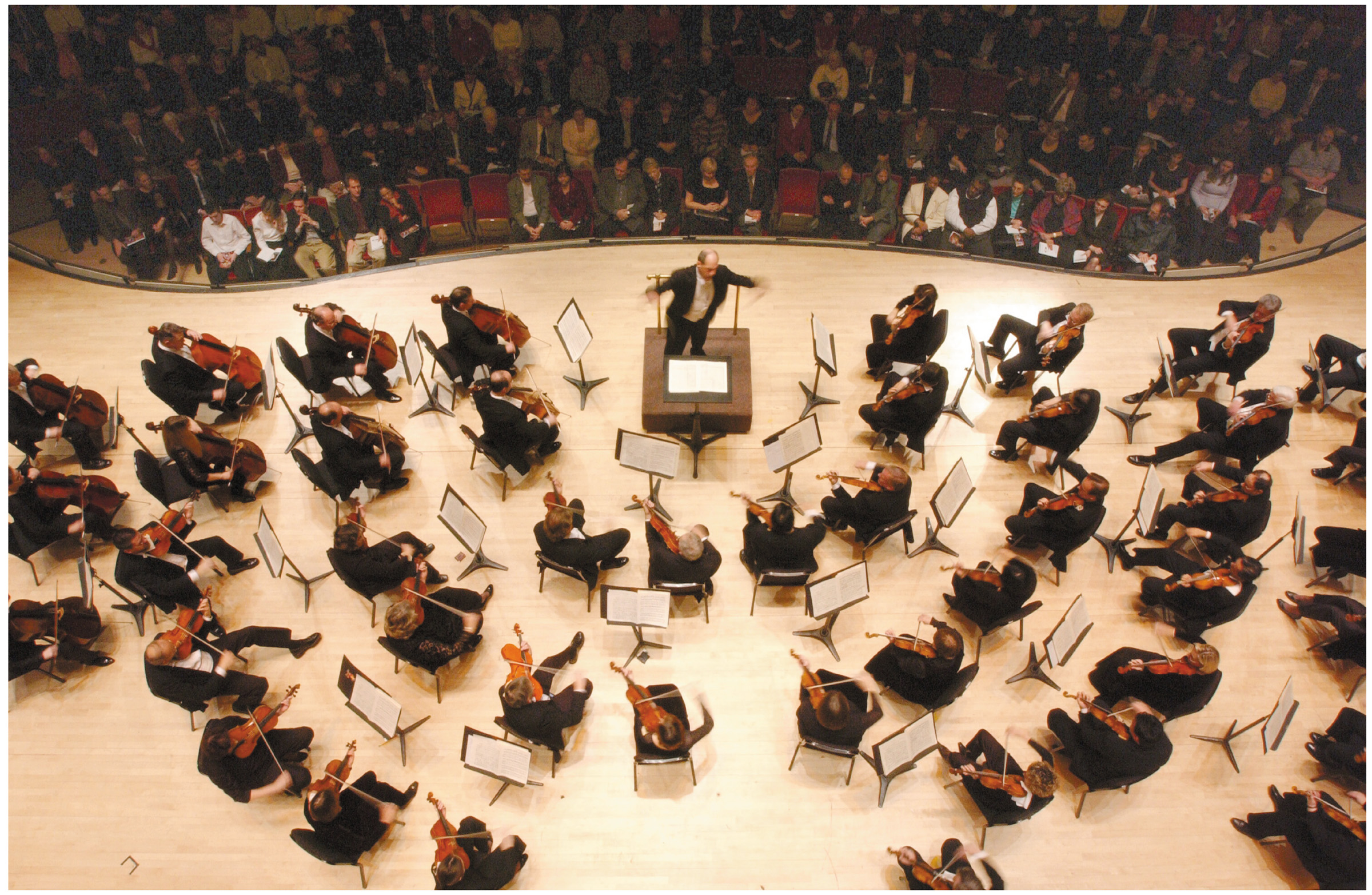 overhead shot of the orchestra