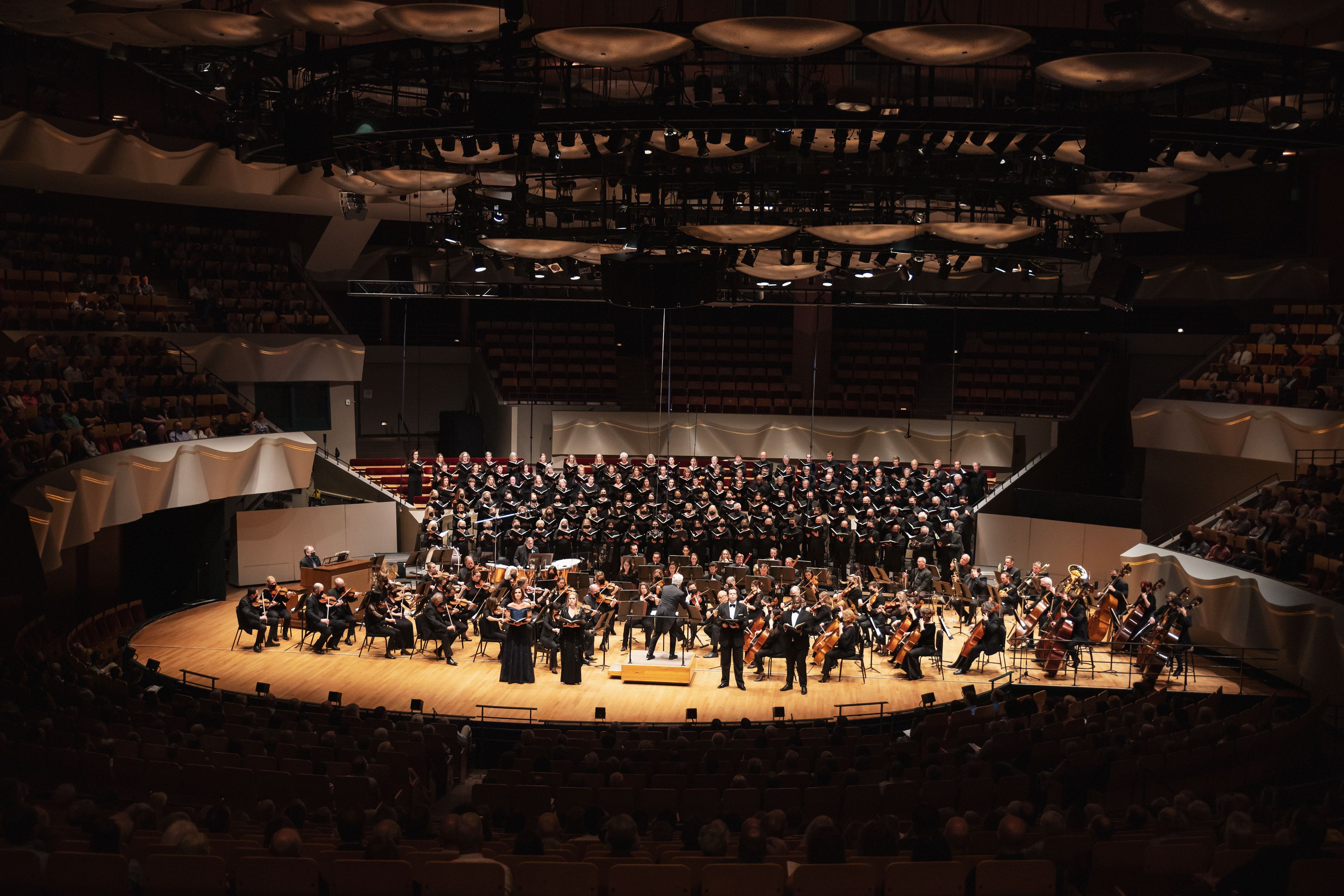 dark stage with orchestra